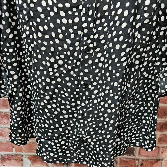 Women's DRESS BARN Polka Dot 3/4 Sleeve Shirt Large - Picture 4 of 5